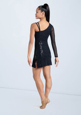 Weissman One Sleeve Sequin Shift Dress Negro 2 [Negro]