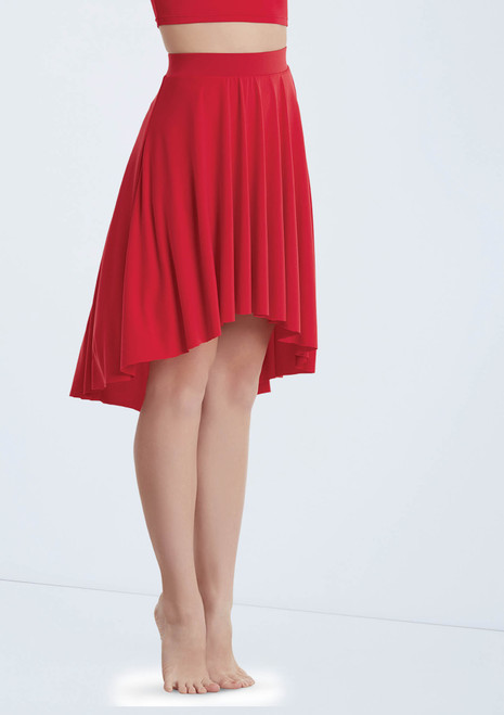 Weissman Matte Jersey Mid-Length Skirt Red [Red]