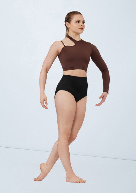 Weissman Asymmetric Cutout Crop Top Cioccolato 1052 [Marrone]