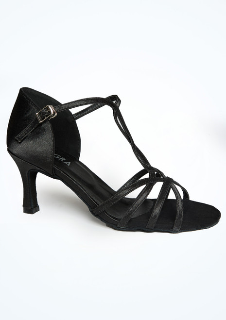 Scarpa da ballo in raso nero Carla Alegra – 6,35 cm [Nero]