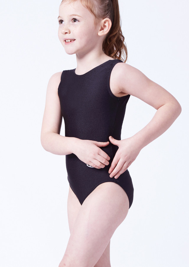 The Zone Cadence Tank Sleeve Leotard - Black Nero Front [Nero]