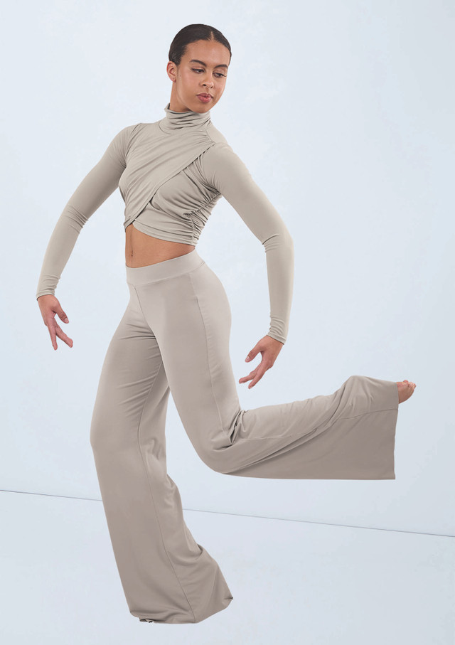Weissman Wrap-Front Long Sleeve Top Latte 6542 [Marrone]