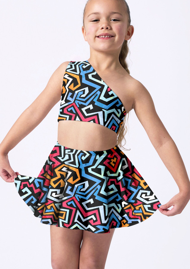 Top per ragazze asimmetrico stampato Scarlett Alegra AZT Front [A motivi]