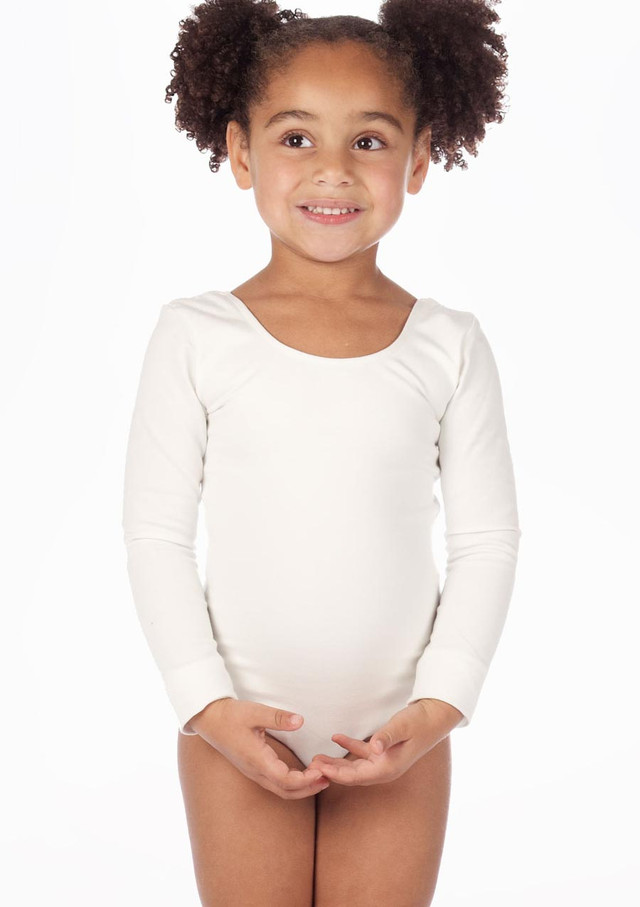 Maillot Ballet Niña con Manga Larga Algodón Bloch Blanco Principal [Blanco]