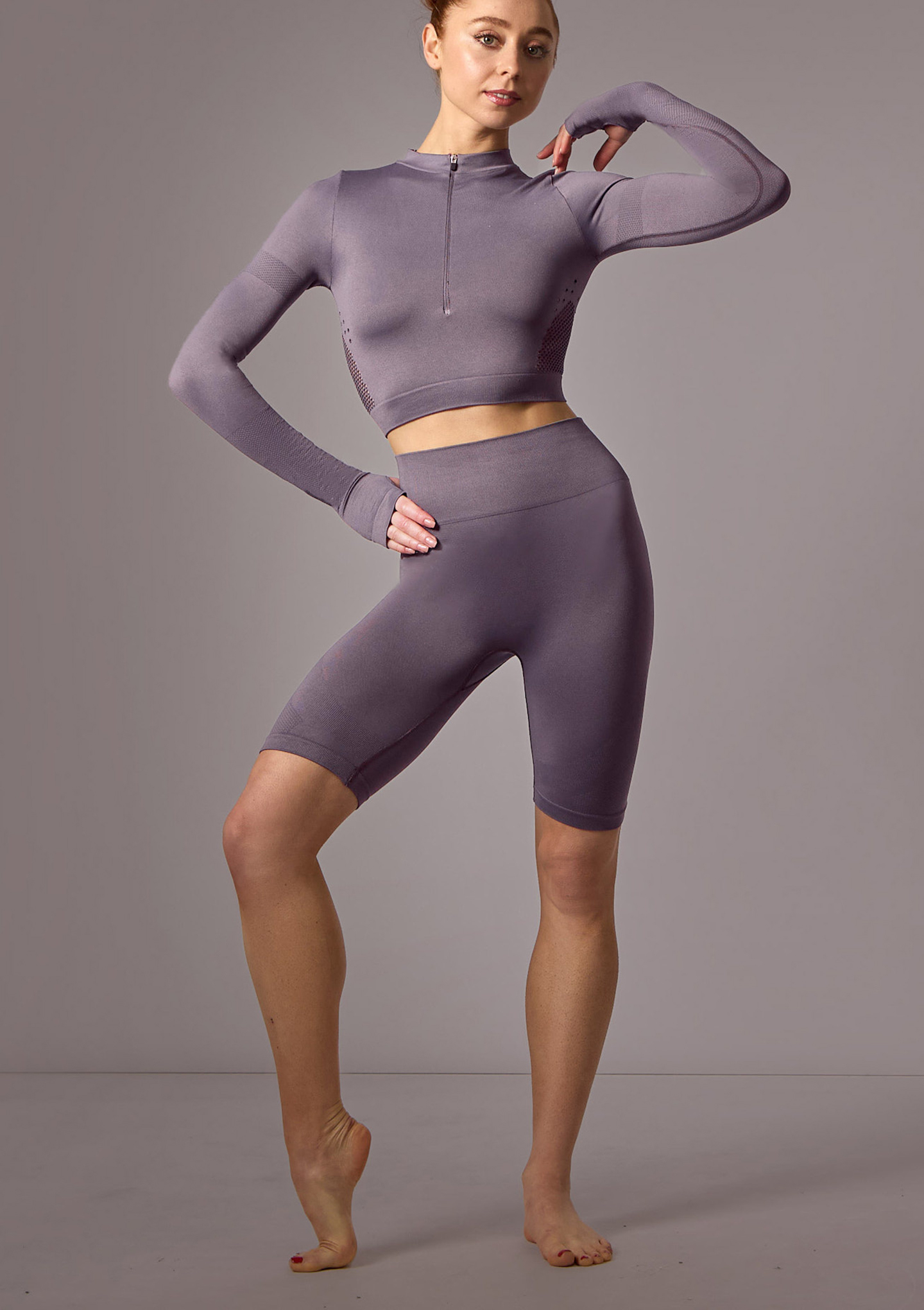 Pantaloncini senza cuciture Pippa Move Dance Ardesia Front [Grigio]