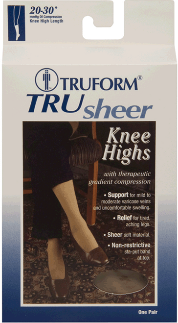 TruForm Ladies' Sheer Pantyhose Compression Stockings 20-30mmHg / Closed  Toe 0265