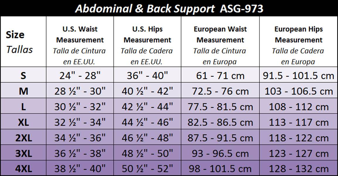 Gabrialla Compression Size Chart