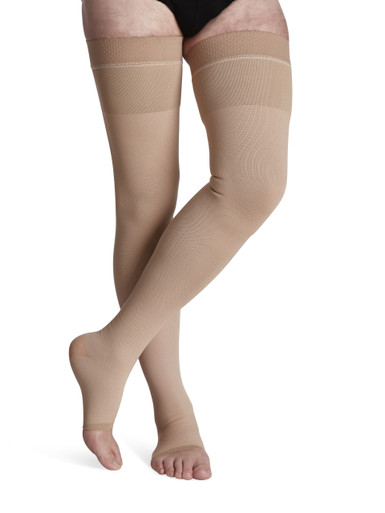 Sigvaris Natural Rubber Thigh High W/ Grip Top, Open Toe 40-50mmHg