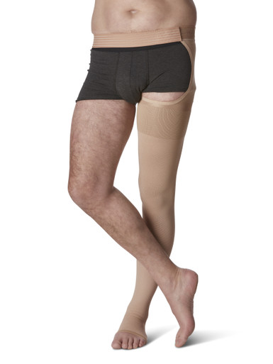 Sigvaris Natural Rubber Thigh High W/ Waist Attachment 40-50mmHg Open Toe