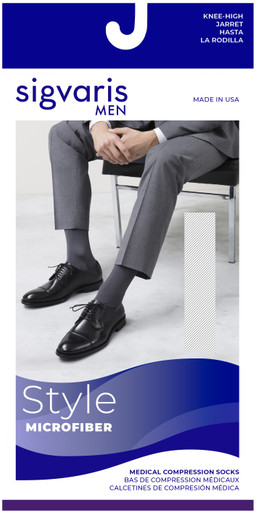 Sigvaris Microfiber - Men's Thigh High 30-40mmHg Compression Support  Stockings (Grip Top)