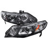 2006-2011 Honda Civic Sedan Retro Style Projector Headlights - Matte Black/Clear Lens