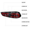 2008-2017 Mitsubishi Lancer / 2008-2015 Lancer EVO X Sedan Red Bar LED Tail Lights (Black Housing/Clear Lens)