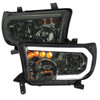 2007-2013 Toyota Tundra/2008-2017 Sequoia LED Tube Factory Style Headlights with LED Turn Signal (Chrome Housing/Smoke Lens)
