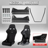 Universal Competition Style Fixed-Back Bucket Racing Seat - Premium Black Suede with Red Stitching Detail (Includes Seat Sliders)