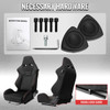 Universal Fully Adjustable Reclining Bucket Racing Seat - Premium Black Suede Finish with Sport Red Stitching Detail (Includes Seat Sliders)