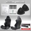Universal Fully Adjustable Reclining Bucket Racing Seat - Durable Black PU Leather Upholstery (Includes Seat Sliders)