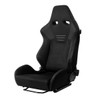 Universal Fully Adjustable Reclining Bucket Racing Seat - High-Performance Black Suede with Custom Silver Stitching and Enhanced Bolsters (Includes Seat Sliders)