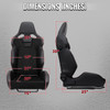 Universal Fully Adjustable Reclining Bucket Racing Seat - Hybrid Black PU Leather and Suede Upholstery (Includes Seat Sliders)
