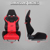 Universal Fully Adjustable Reclining Bucket Racing Seat - High-Performance Two-Tone Black & Red Suede with Enhanced Bolsters (Includes Seat Sliders)