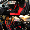 Universal Fully Adjustable Reclining Bucket Racing Seat - High-Performance Two-Tone Black & Red Suede with Enhanced Bolsters (Includes Seat Sliders)