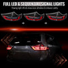 2015-2020 Toyota Sienna Full LED Tail Lights w/ Sequential Turn Signal and Startup Animation Red Lens Fiber Optic LED (Jet Black Housing / Clear Lens)