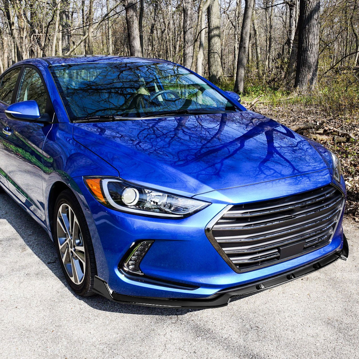 2017-2018 Hyundai Elantra Glossy Black Polypropylene 3PC Bumper