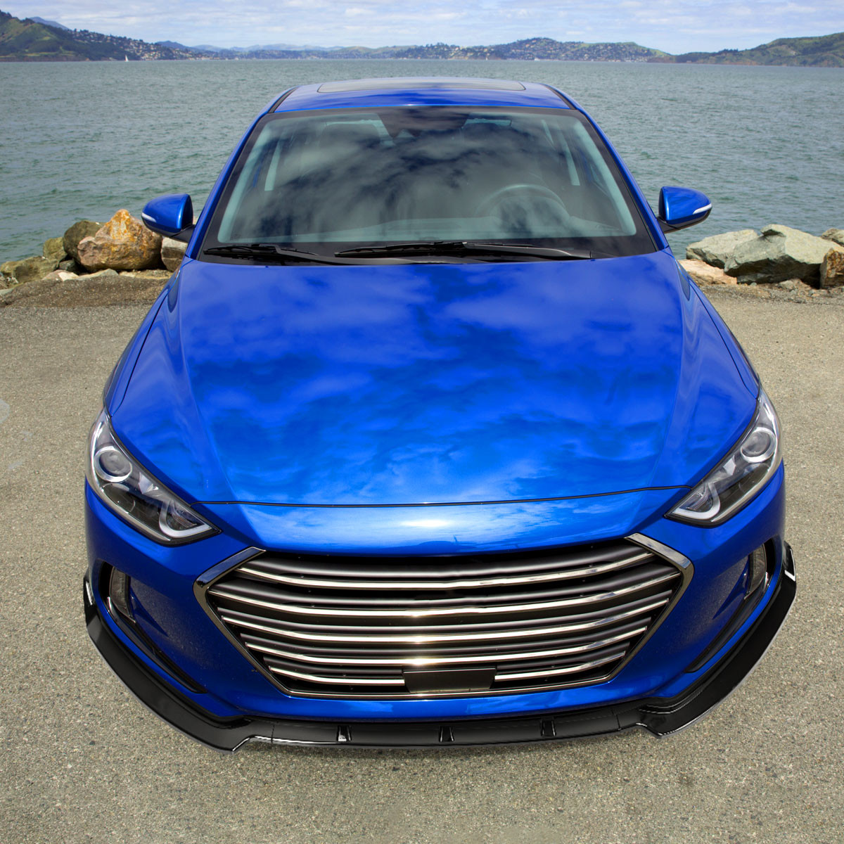 2017-2018 Hyundai Elantra Glossy Black Polypropylene 3PC Bumper