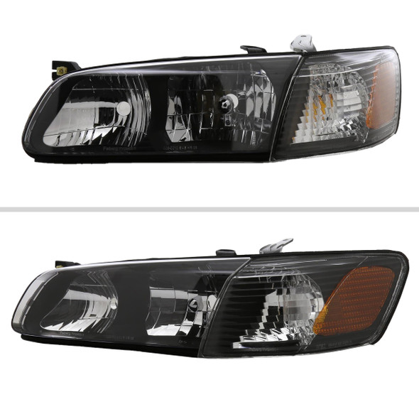 2000-2001 Toyota Camry Factory Style Headlights w/ Amber Reflectors (Matte Black Housing/Clear Lens)