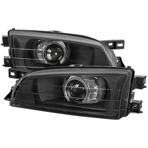 1995-2001 Subaru Impreza Retro Style Projector Headlights - Matte Black/Clear Lens