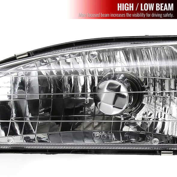 1998-2000 Toyota Corolla Factory Style Crystal Headlights w/ Corner Lights & Bulbs (Matte Black Housing/Clear Lens)