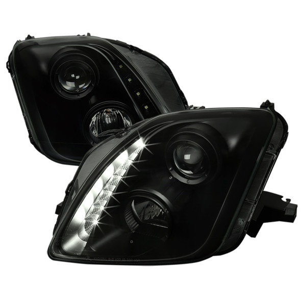 1997-2001 Honda Prelude SMD LED Light Strip Projector Headlights - Matte Black/Smoke Lens