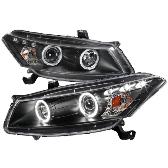 2008-2012 Honda Accord Coupe Dual Halo Projector Headlights (Matte Black Housing/Clear Lens)