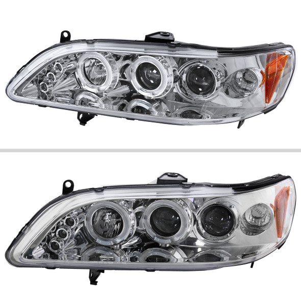 1998-2002 Honda Accord Dual Halo Projector Headlights (Chrome Housing/Clear Lens)