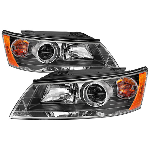 2006-2008 Hyundai Sonata Projector Style Headlights (Matte Black Housing/Clear Lens)
