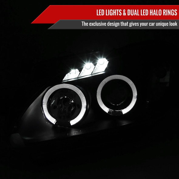 2004-2009 Honda S2000 AP2 Dual Halo Projector Headlights (Matte Black Housing/Clear Lens)