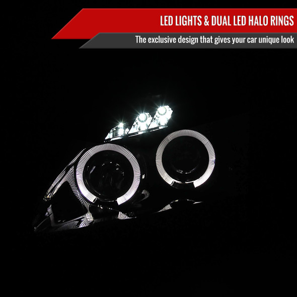 2000-2003 Honda S2000 AP1 Dual Halo Projector Headlights (Glossy Black Housing/Smoke Lens)