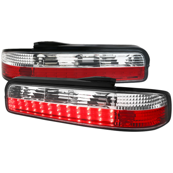 1989-1994 Nissan 240SX S13 Coupe LED Tail Lights (Chrome Housing/Clear Lens)