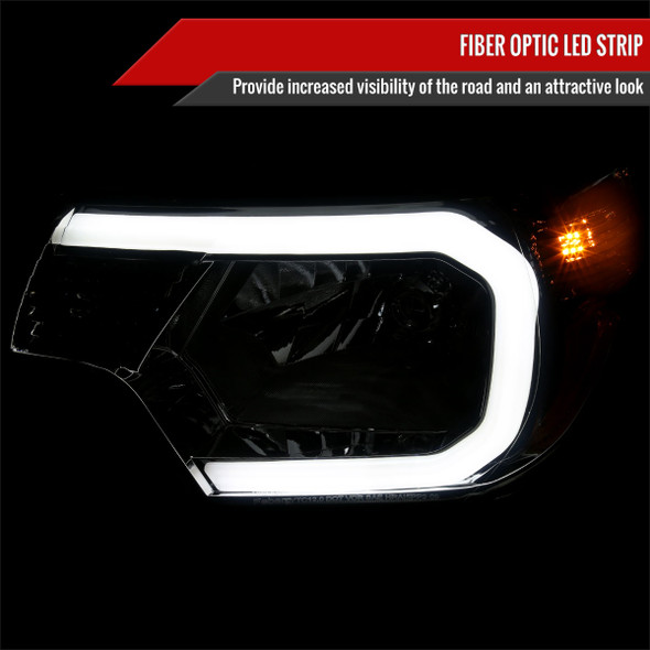 2012-2015 Toyota Tacoma LED Bar Factory Style Headlights with Amber Reflector (Chrome Housing/Smoke Lens)