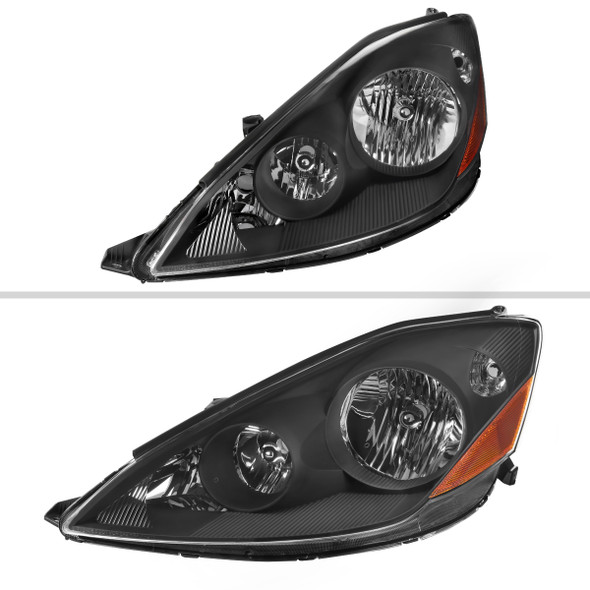 2006-2010 Toyota Sienna Factory Style Headlights w/ Amber Reflector (Matte Black Housing/Clear Lens)