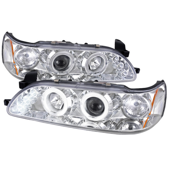 1993-1997 Toyota Corolla Dual Halo Projector Headlights (Chrome Housing/Clear Lens)