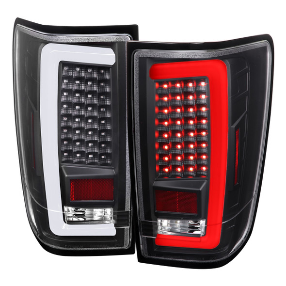 2004-2015 Nissan Titan LED Tail Lights with White LED Tube (Matte Black Housing/Clear Lens)