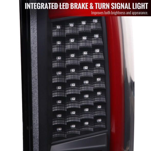 2004-2015 Nissan Titan LED Tail Lights with Red LED Tube (Matte Black Housing/Clear Lens)