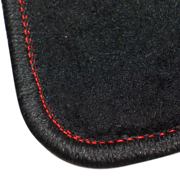 1996-2000 Honda Civic Coupe/Hatchback Black Front & Rear Carpet Floor Mats w/ Red Stitching - 4PC