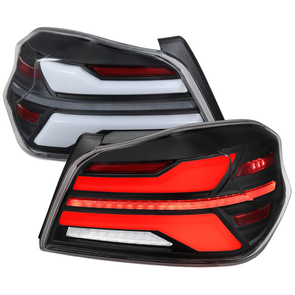 2015-2021 Subaru WRX STi Tail Light w/ Sequential LED Turn SignaL and LED Side Marker Brake Reverse (Matte Black Housing / Clear Lens)