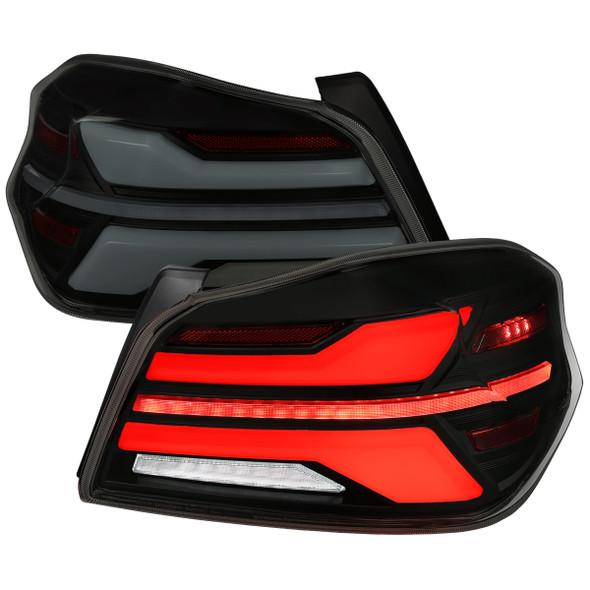2015-2021 Subaru WRX STi Tail Light w/ Sequential Turn Signal LED Strip and LED Side Marker Brake Reverse (Black Housing / Smoked Lens)