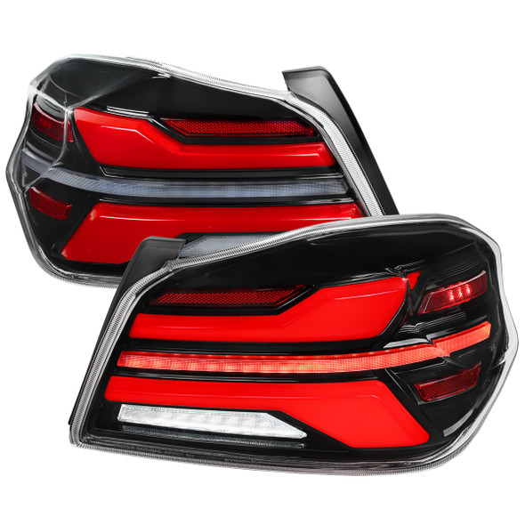 2015-2021 Subaru WRX STi Tail Light w/ Sequential Turn Signal LED Strip and LED Side Marker Brake Reverse (Black Housing / Clear Lens)
