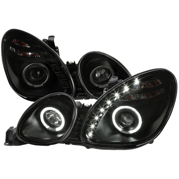 1998-2005 Lexus GS300/GS400/GS430 Halo Projector Headlights w/ SMD LED Light Strip (Black Housing/Smoke Lens)