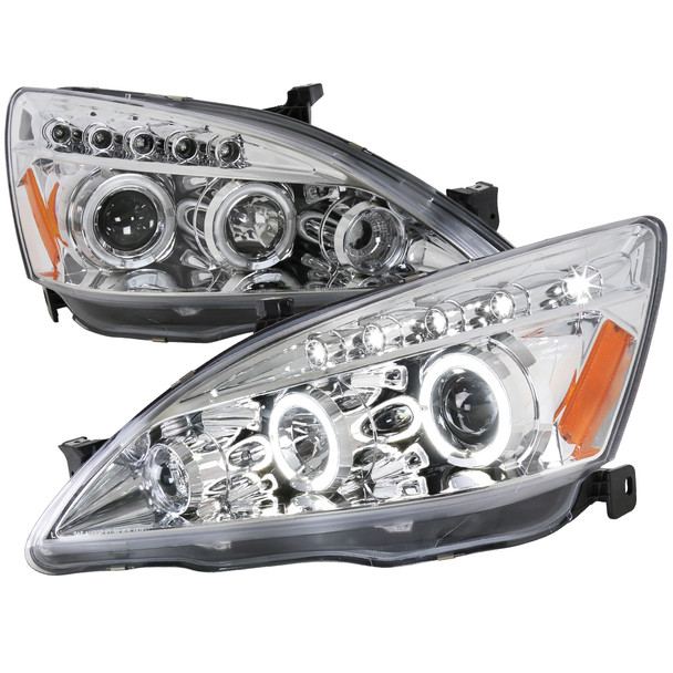 2003-2007 Honda Accord Dual Halo Projector Headlights (Chrome Housing/Clear Lens)