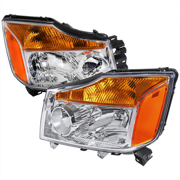 2004-2015 Nissan Titan/ 2004-2007 Armada Factory Style Headlights w/ Amber Reflectors (Chrome Housing/Clear Lens)