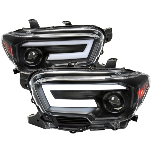 2016-2023 Toyota Tacoma Switchback Sequential LED Bar Projector Headlights (Matte Black Housing/Clear Lens)